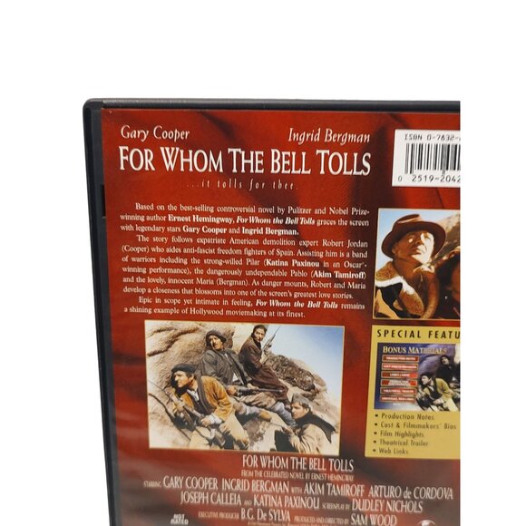 Vntg 1940 For Whom The Bell Tolls DVD Gary Cooper Ingrid Bergman Classic Film Un - Picture 4 of 7